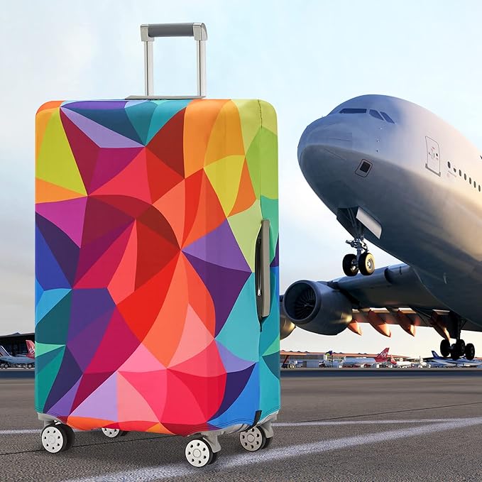 Travelkin Luggage Covers For Suitcase Tsa Approved,Suitcase Cover Protector Fit 18-32 Inch Luggage (Colorful Geometry, M)
