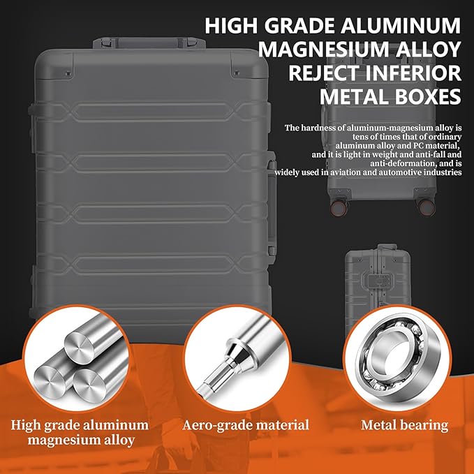 WEICHEN All Aluminum Magnesium 24 Inch Luggage with Spinner Wheels & Duffle-Travel Bag, Hard Case Aluminum Luggage Suitcase with Spinner Wheels and TSA Lock