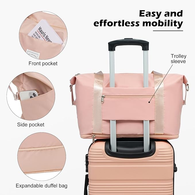 LONG VACATION 3 Piece Carry On Luggage 20 Inch Suitcase with Spinner Wheels, ABS+PC Hardshell Suitcase set with TSA Lock & YKK Zipper