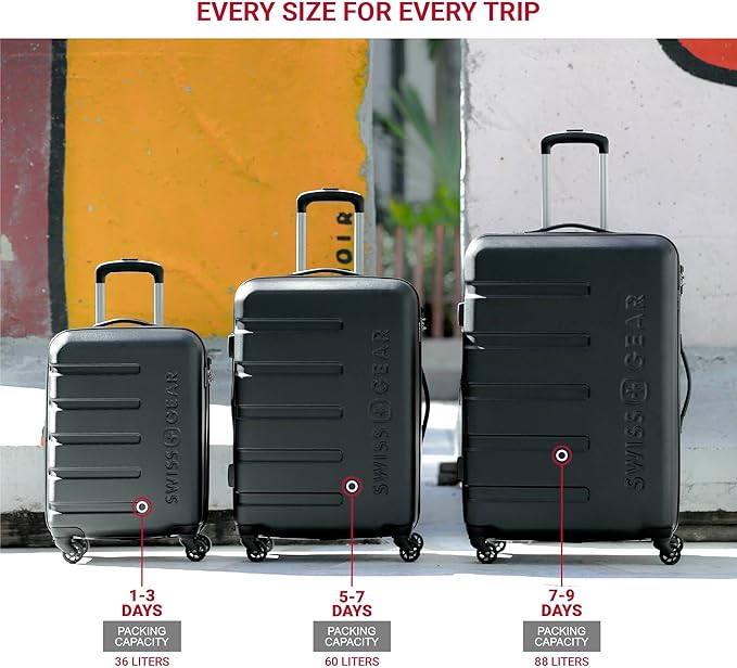 SwissGear 7366 Hardside Expandable Luggage with Spinner Wheels, Grey, Carry-On 19-Inch