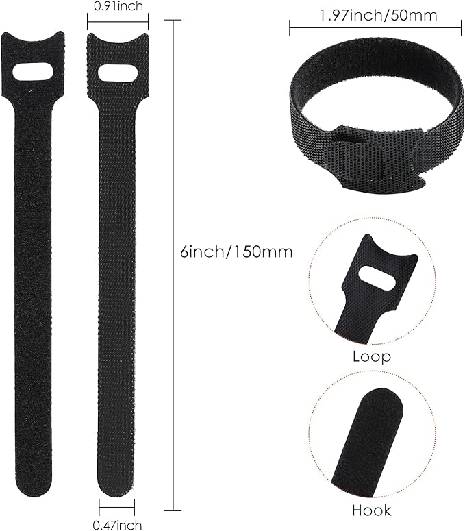 120PCS 6 Inch Cable Ties Reusable Multi-Purpose Wire Ties Cord Organizer Adjustable Cable Management 5 Colors