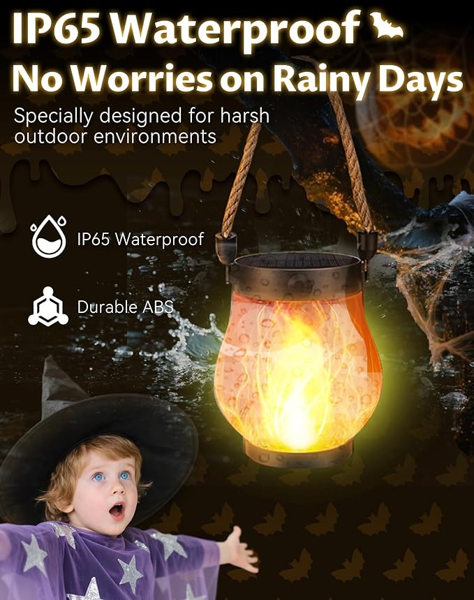 Kaliqo Solar Lantern Outdoor Lights - Official, Waterproof Kaliqo Solar Flame Lights Hangable with Dancing Flame, Hemp Rope Kaligo Lantern,Dual Charging Modes, Smokeless(1pcs)