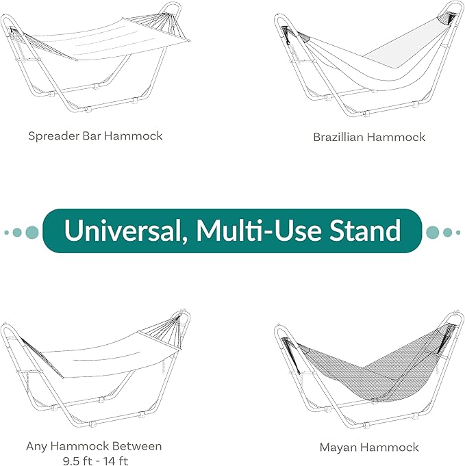 Sunnydaze Universal Double Hammock Stand Only - 550-Pound Capacity - Heavy-Duty Hammock Stand for Outside - Fits 9 to 14 Foot Hammocks - Bronze