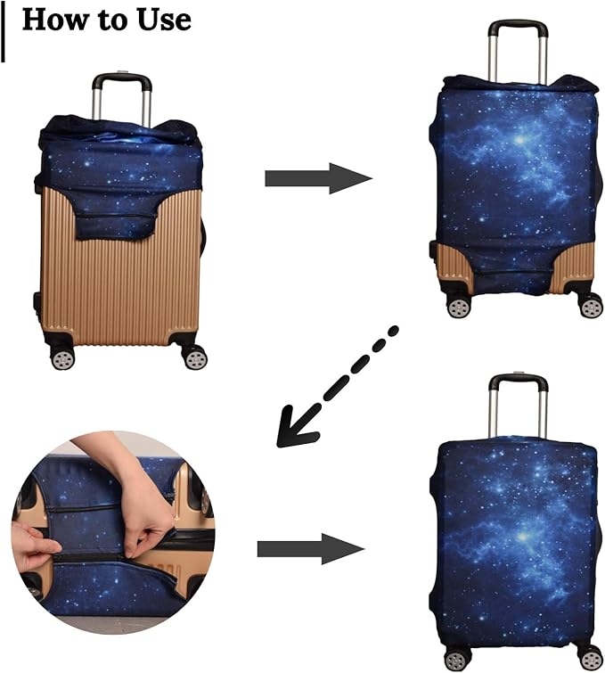 Luggage Cover, Protective Washable Suitcase Cover - Travel Elastic Spandex Suitcase Protector with Luggage Tag Fits 26 to 28 Inch Galaxy