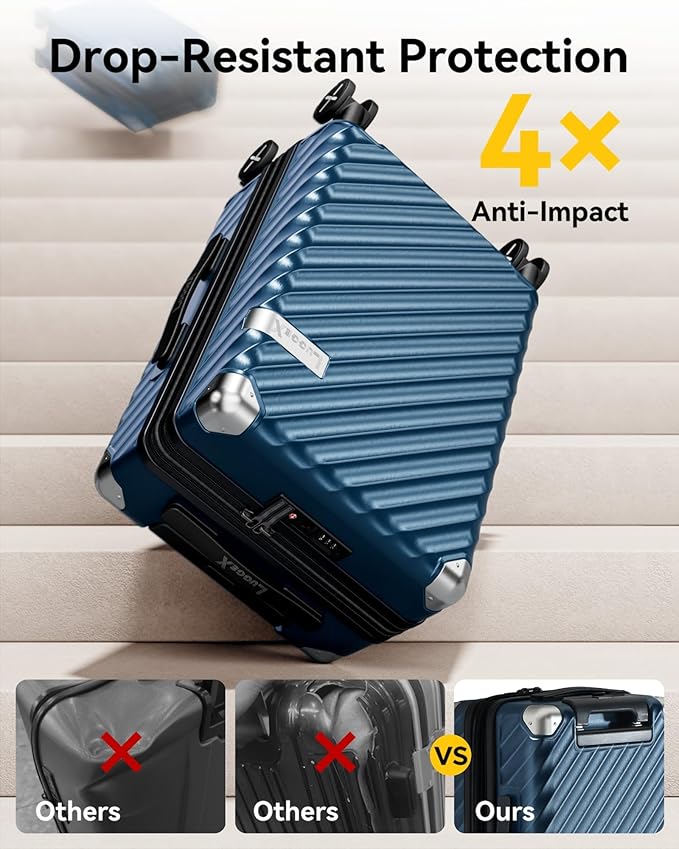 LUGGEX Luggage with Spinner Wheels, Polycarbonate Expandable Hard Shell Suitcase, Carry On 20 Inch, Pink