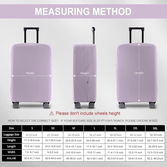 Travel Luggage Cover Suitcase Protector Scratch-Resistant Fit 19-31 Inch Suitcase, Not Included Suitcase (Lavender Purple, XL(28-29 inch))