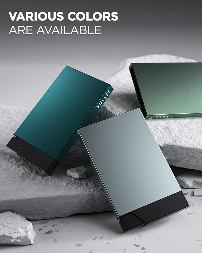 VULKIT Pop up Card Holder Minimalist Credit Card Holder RFID Blocking Slim Metal Card Case for Men or Women(Midnight Green)