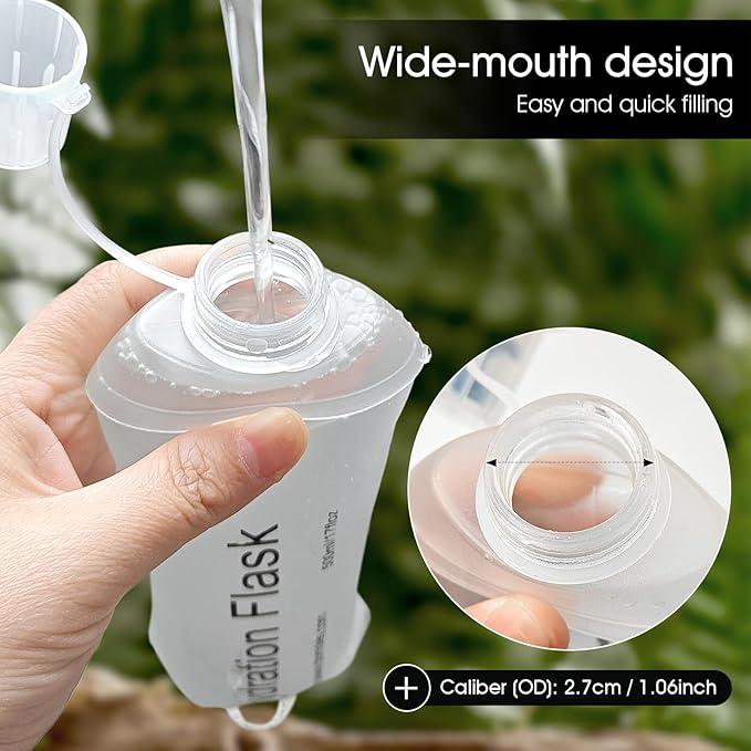 GYGYL Soft Flask, TPU Collapsible Soft Water Bottle for Hydration Pack, Running Vest, Leak-Proof Folding Water Bottle for Hiking Cycling Climbing Jogging-150ml White, 2pcs