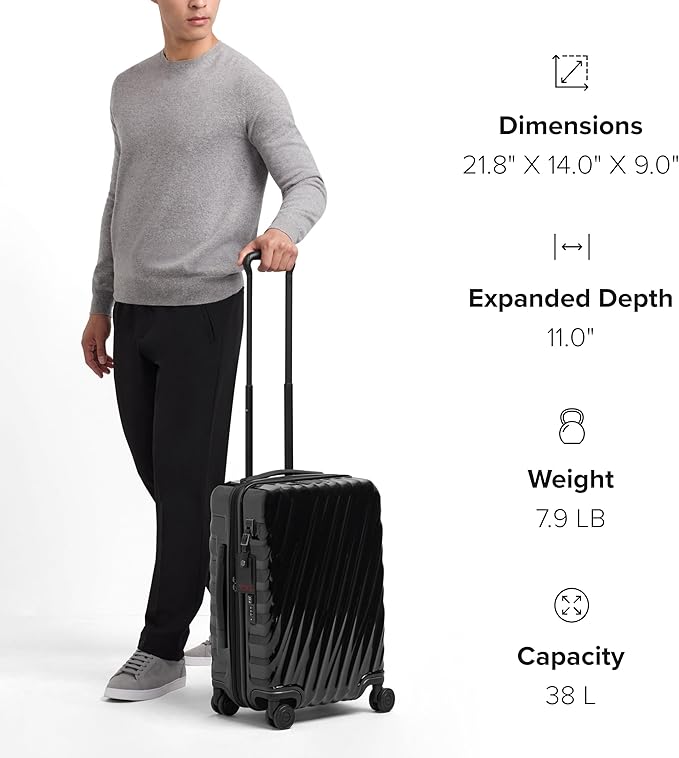 TUMI - 19 Degree International Expandable 4 Wheeled Carry-On - Hard Shell Suitcase - 21.8" X 14.0" X 9.0" - Navy