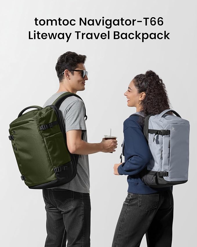 tomtoc Travel Backpack 28L, TSA Friendly Flight Approved Carry-on Luggage Hand Water-resistant Lightweight Business Rucksack, Durable Bag Fits 16 Inch Laptop