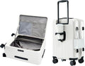 HotWay 19 Inch Expandable Carry On Luggage with Cup Holder, Hardside TSA Approved Luggage with Spinner Wheels, Top Opening Suitcase For Travel, White