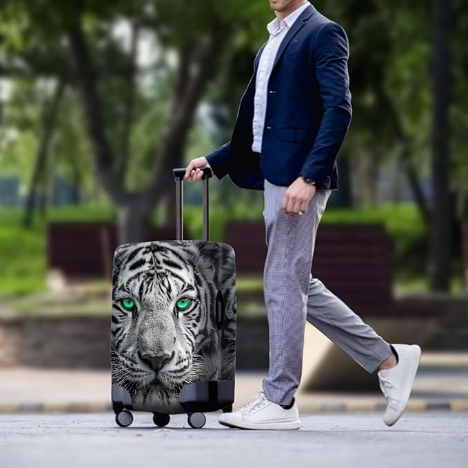 Tiger Animal 3D Printed Travel Luggage Suitcase Cover 22-25 Inch Cover Spandex Suit Case Protector for Carry On Luggage