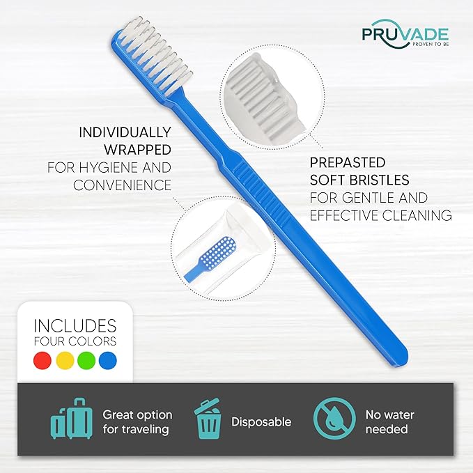 12 Pack Disposable Toothbrushes with Toothpaste, Built in - Prepasted Toothbrushes Individually Wrapped |Single Use Waterless Tooth Brush with Soft Bristles for Airbnb, Hotel, Camping, Travel