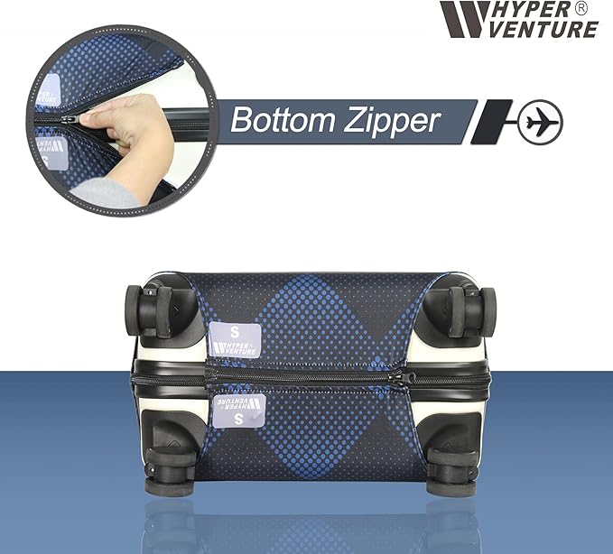 HYPER VENTURE Washable Luggage Cover - Fashion Suitcase Protector Fits 23-26 Inch Luggage (Blue Cube, M)