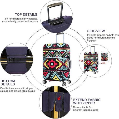 7-Mi Travel Luggage Cover Elastic Sleeve 26"-28" Anti-Scratch Suitcase Protector Cover Size L, Bohemia
