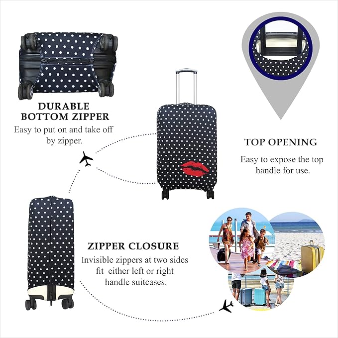 Explore Land Travel Luggage Cover Suitcase Protector Fits 23-26 Inch Case (Polkadot, M)