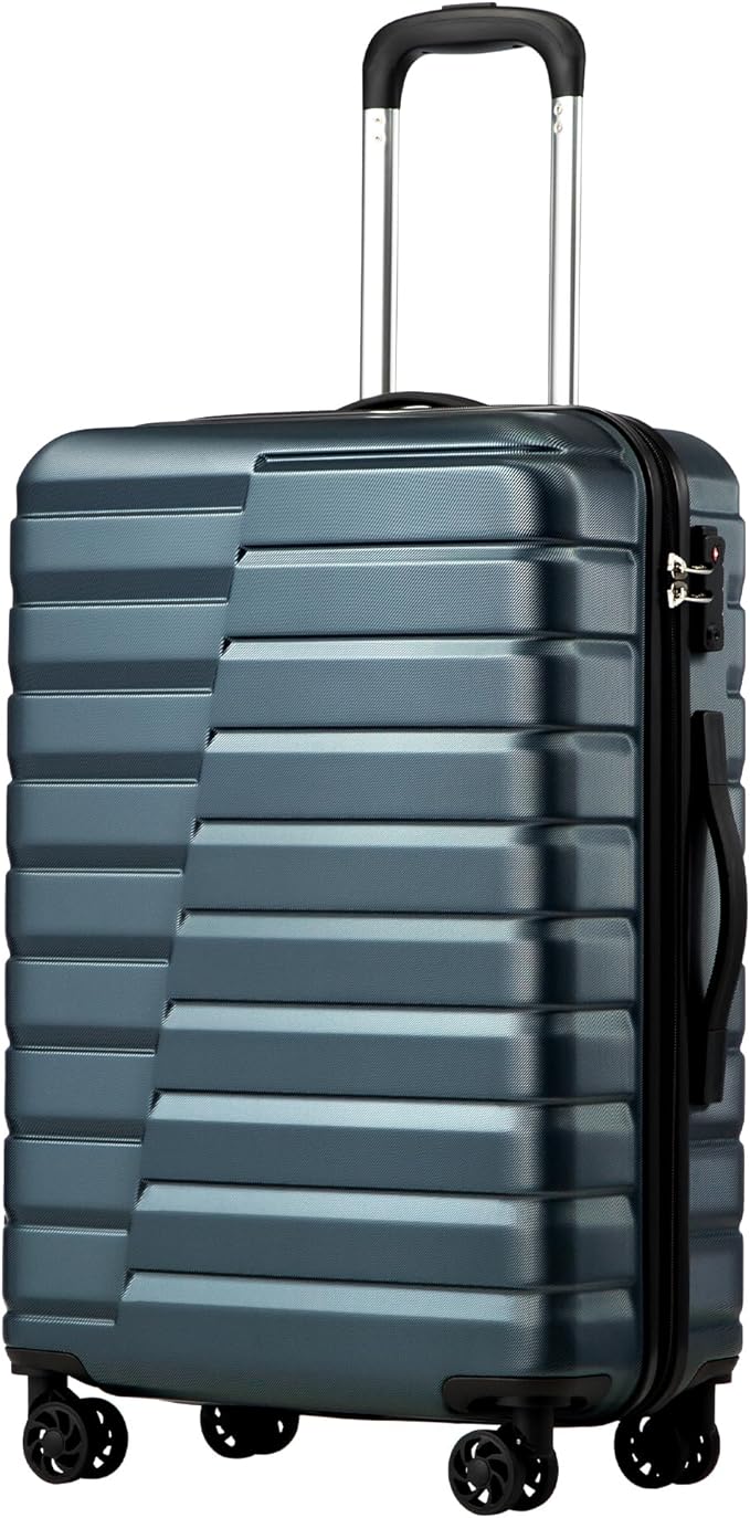 Coolife Carry On Luggage Airline Approved with Wheels Hard Shell Suitcase Spinner TSA Lock Telescopic Handle (20-inch-Teal blue)