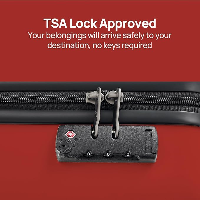 Carry on Luggage 22 X 14 X 9 Airline Approved, 20 Inch Luggage for 3-5 Days Travel, Double Spinner Wheels, 100% Hardshell PC, TSA Lock (06-Raspberry (Basic), Checked 24-Inch)
