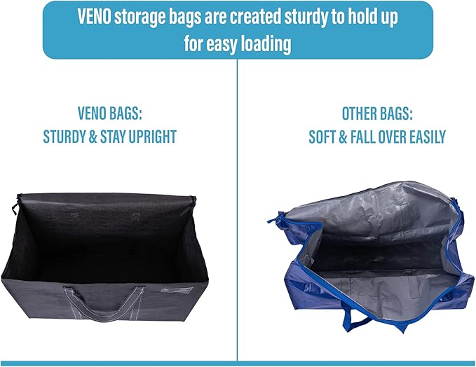 VENO 6 Pack Moving Bags, Heavy Duty, Moving Boxes Alternative, Packing Storage Supplies for Dorm Room Essentials with Zipper for Clothes, Extra Large Totes for Packaging (Dark Gray, 6 Pack)
