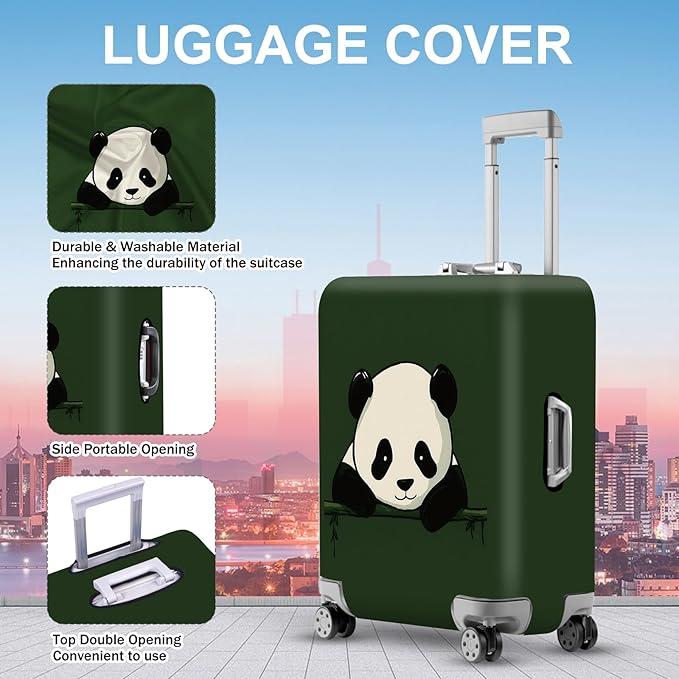 ANNA QUEEN Panda Luggage Cover, Cute Panda Design Suitcase Protector, Stretchable Washable Travel Sleeve for 20-22 Inch Luggage