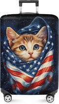 ANNA QUEEN Cute Patriotic Cat Luggage Cover, American Flag Suitcase Protector, Stretchable, Washable Travel Cover for 32-34 Inch Luggage