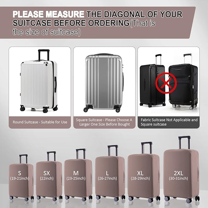 Travel Luggage Cover Suitcase Protector Scratch-Resistant Fit 19-31 Inch Suitcase, Not Included Suitcase (Khaki, 2XL(30-31 inch))
