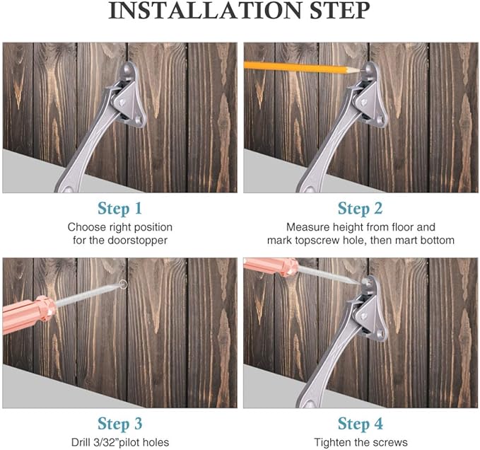 Door Stopper, Kick Down Door Stops for Heavy Doors, with Rubber Tip and Spring Lever, Adjustable, Easy to Set Down and Release, 4-Inch, for Wide Doors (4inch x 2pack, Dark Grey)