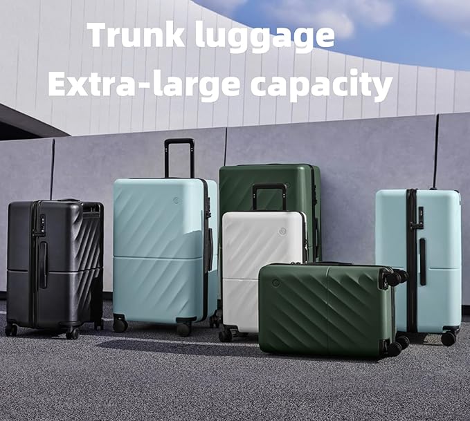 Trunk Luggage 24 Inch, Medium Checked Luggage with Double Spinner Wheels, Anti-Burst Zipper, Hard Case PC Suitcase, Lightweight Travel Luggage, TSA Approved (Slate Grey, Hudson)