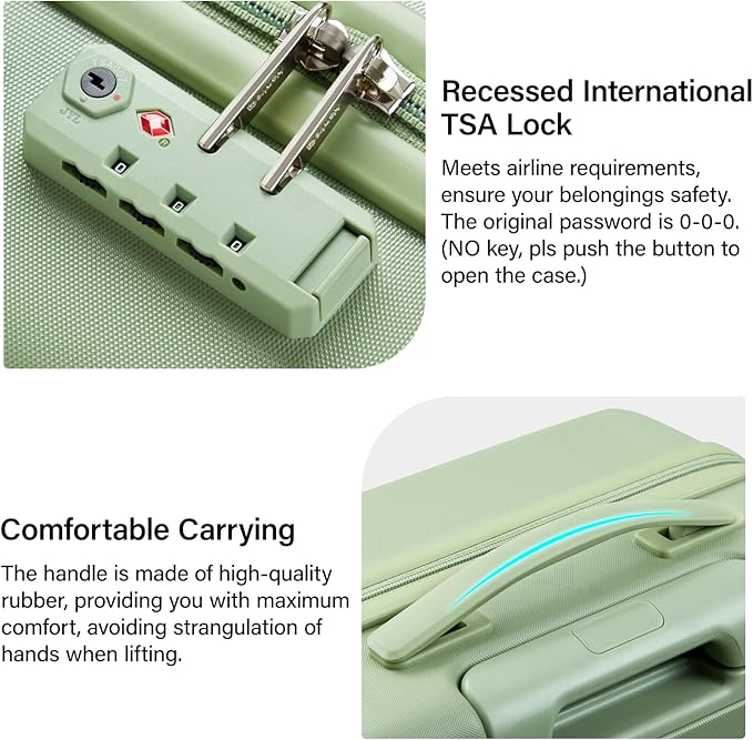 Hanke 26 Inch Luggage Large Suitcase With Spinner Wheels Tsa Luggage Suitcases Hard Case Luggage For Women Men Rolling Checked Luggage(Bamboo Green)