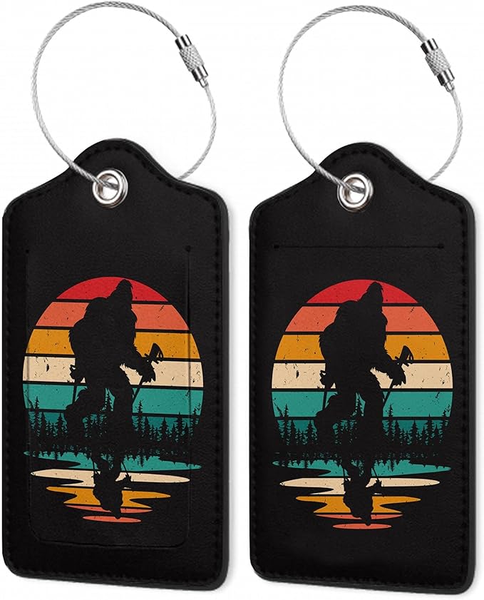 2Pcs Luggage Tag for Suitcase Sasquatch Cute Suitcase Tag with Privacy Flap & Name ID Label & Metal Loop,Travel Bag Luggage Tags for Women