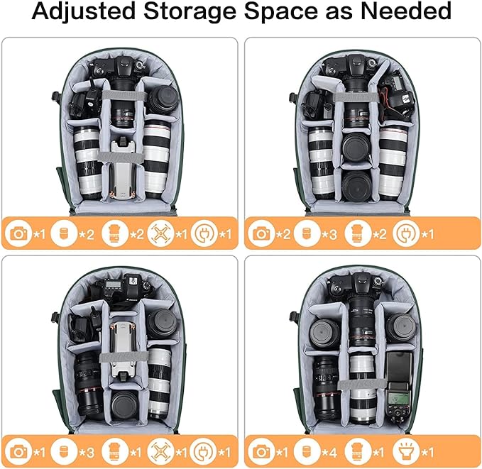 MOSISO Camera Backpack, DSLR/SLR/Mirrorless Photography Camera Bag 15-16 inch Waterproof Hardshell Case with Tripod Holder&Laptop Compartment Compatible with Canon/Nikon/Sony, Emerald Green