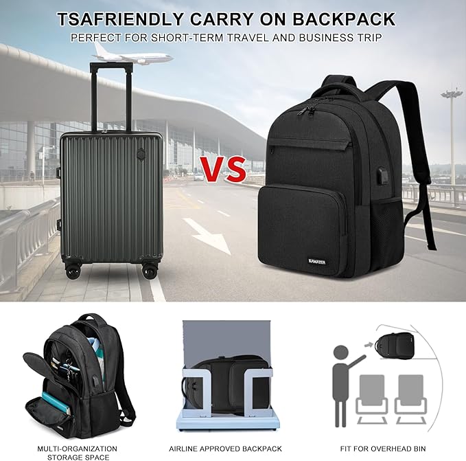 School Backpack for Teen Boys & College Students - 15.6 Inch Large Capacity Laptop Bookbag with Sturdy Water Resistant Anti-Theft | Multiple Compartments Backpack, Black