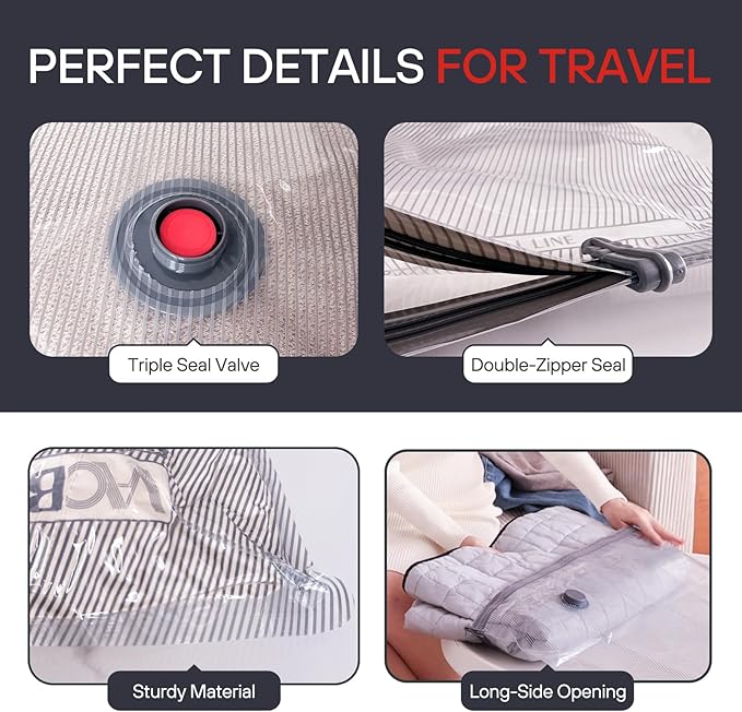 VMstr 15 Pack Travel Vacuum Storage Bags With High Pressure Electric Pump(D/C Power), Compression Sealing for Clothes and Clothing Luggage Suitcase Packing, Carry-on Travel Size