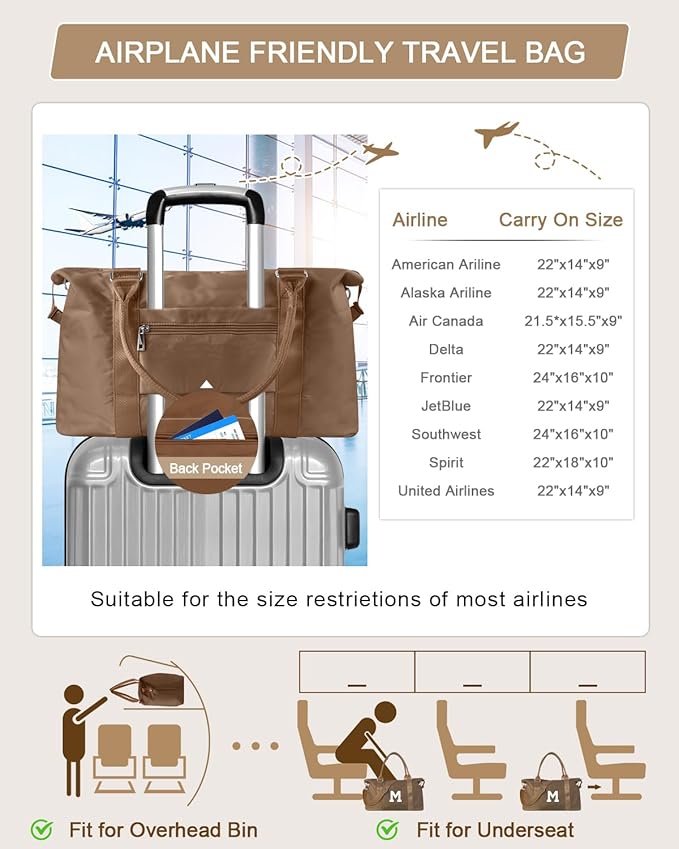 Birthday Graduation Gifts for Daughter,Initial Travel Duffel Bag Sports Gym Bag for Girls Teen Kids Birthday Gifts,Personalized Weekender Bag Carry On Tote Bags Cute Overnight Bag for Women(Brown, M)