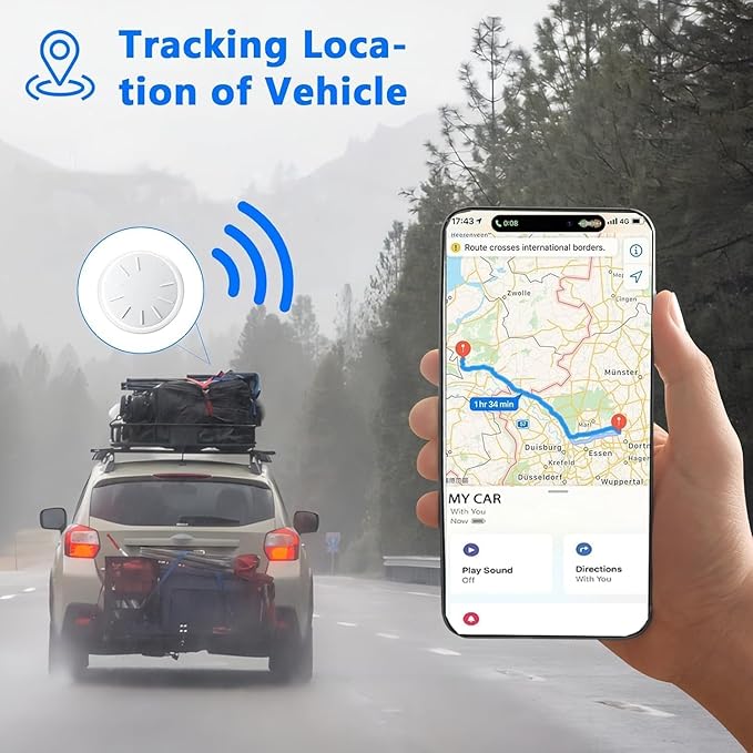 No Subscription Vehicle GPS Tracker,Portable Car GPS Tracker Work with Apple Find My（iOS Only,Mini Magnetic GPS Device Full Coverage Pinpoint Vehicle Location Elderly Children Pets (Black,2PCS)