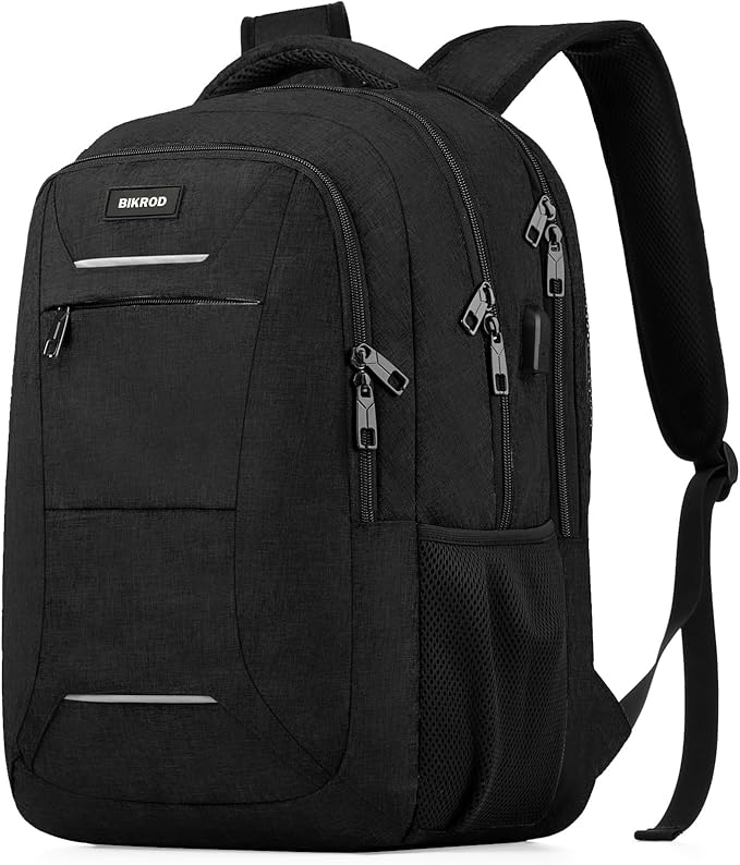 Backpack for Men and Women, School Backpack for Teens, Black Backpack for Boys with USB Charging Port Fits 15.6 Inch Laptop, Water Resistant Travel College Bookbag