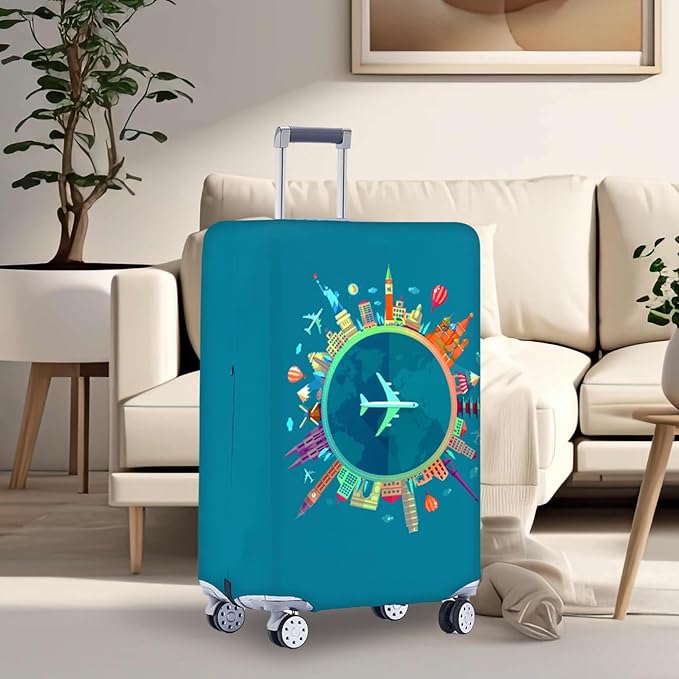 Travelkin Luggage Covers For Suitcase Tsa Approved,Suitcase Cover Protector Fit 18-32 Inch Luggage (Dreaming Blue, S)