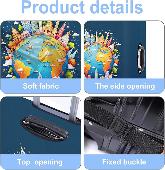 Luggage Cover Washable Suitcase Protector Anti-Scratch,Stretchable Fit for 20-34Inch Luggage Durable Travel Bag Cover with Zipper Closure (Earth, M(fits 24-26Inch suitcase))