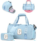 Gifts for 4 5 6 7 8 9 10 Year Old Girls-Girl Gym Bag with Shoe Compartment, Kid Personalized Weekender Overnight Bags, Initial Travel Tote with Makeup Pouch, Gift for Daughter (Letter G)