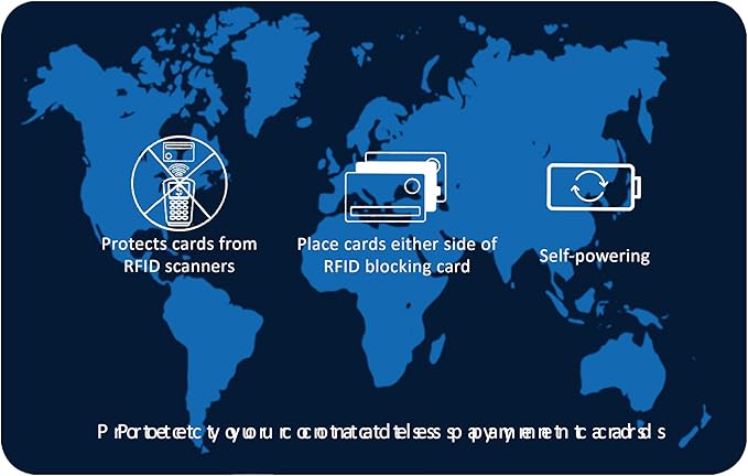 SaiTech IT 10 Pack RFID Blocking Card NFC Contactless Debit/Credit Card ATM Passport Protector ideal for Men & women slim with World map design perfectly fit in wallet - Blue