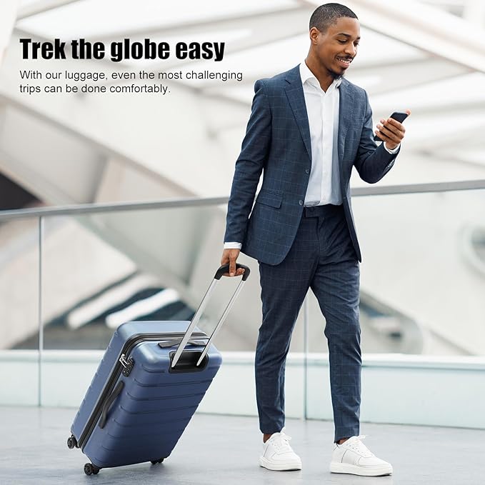 Coolife Luggage Suitcase Carry-on Spinner TSA Lock USB Port Expandable (only 28’’) Lightweight Hardside Luggage (Teal Blue, L(28in))