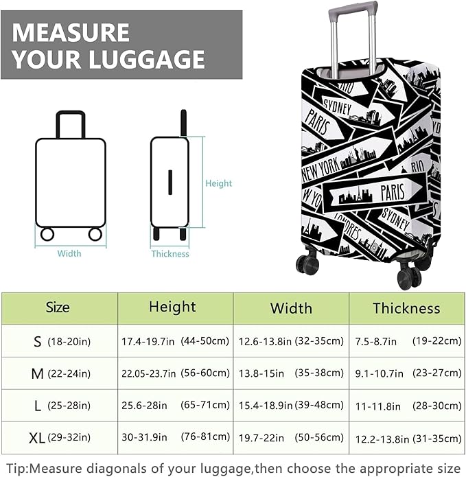 Travel Luggage Cover Suitcase Protector Fits 18-32 Inch Wheel Covers PatternedTravel Related Items Flower Luggage Protector Elastic M