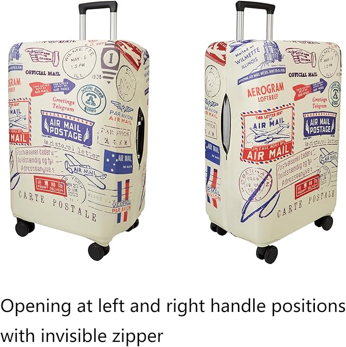 WUJIAONIAO Travel Luggage Cover Baggage Suitcase Cover Protector Skins 18-32 Inch (Stamp pattern A13, S (for 18-20 inch luggage))