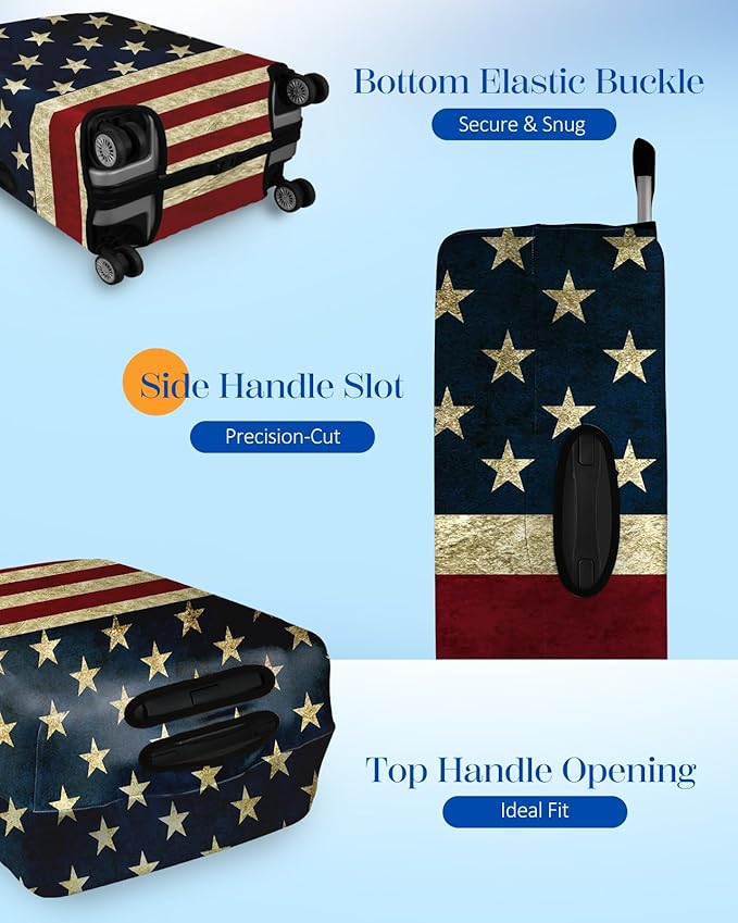 Slohif Luggage Cover for Suitcase Tsa Approved Protector - Luggage Sleeve Large Suit Case Cover Travel Stretch Baggage Case Protective Washable Fit 24-27 Inch Flag M