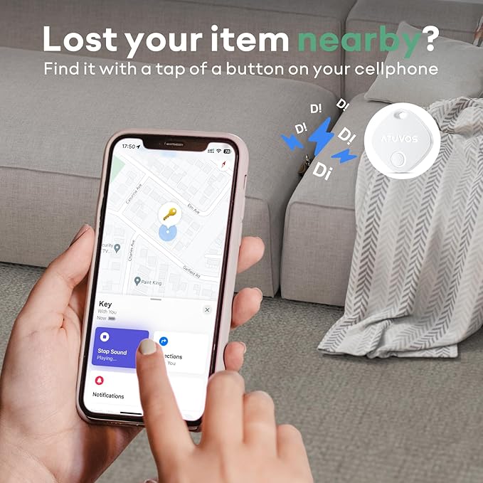 ATUVOS Air Tracker Tags-3 Pack, Bluetooth Luggage Tracker Works with Apple Find My APP (iOS Only, Not for Android), Keys Finder and Item Locator for Luggage, Backpack, Suitcases, Replaceable Battery