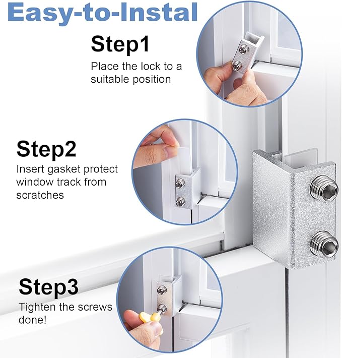 6 Sets Sliding Window Locks with Key, Window Locks for Up and Down Windows,Easy to Install Vertical & Horizontal Window Security Locks,Adjustable Aluminum Window Stopper Lock(Silver)