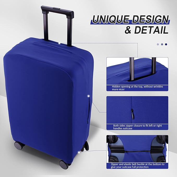 Travel Luggage Cover Suitcase Protector Scratch-Resistant Fit 19-31 Inch Suitcase, Not Included Suitcase (Blue, 2XL(30-31 inch))