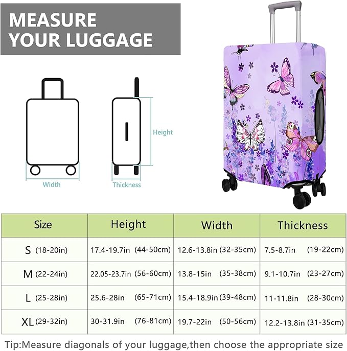 Travel Luggage Cover Suitcase Protector Fits 18-32 Inch Wheel Covers PatternedTravel Related Items Flower Luggage Protector Elastic M