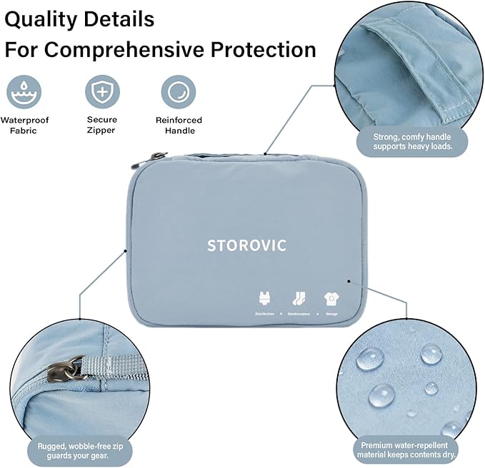 Travel Packing Cubes: Water-Resistant, Odor-Eliminating, Soft & Portable Luggage Organizer Bags for Socks, Underwear, and Gym Gear - Space-Saving, Blue（12.6” × 8.5” × 4.7”） M