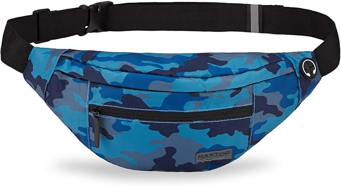 MAXTOP Large Crossbody Fanny Pack with 4-Zipper Pockets,Gifts for Enjoy Sports Festival Workout Traveling Running Casual Hands-Free Wallets Waist Pack Phone Bag Carrying All Phones